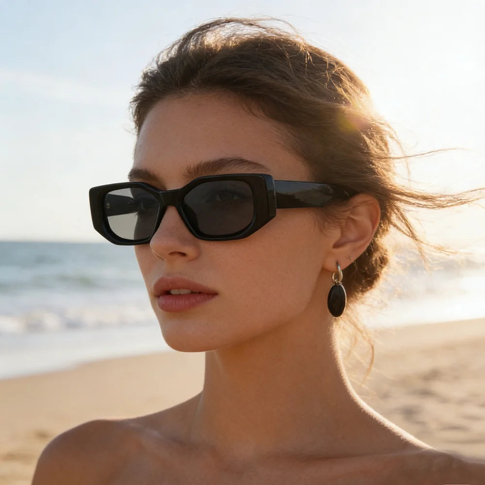 Ruiao 2026 neue schwarze klassische Retro Designer Marken Sonnenbrille mit konkaver unregelmäßiger dicker Fassung für Damen und Herren