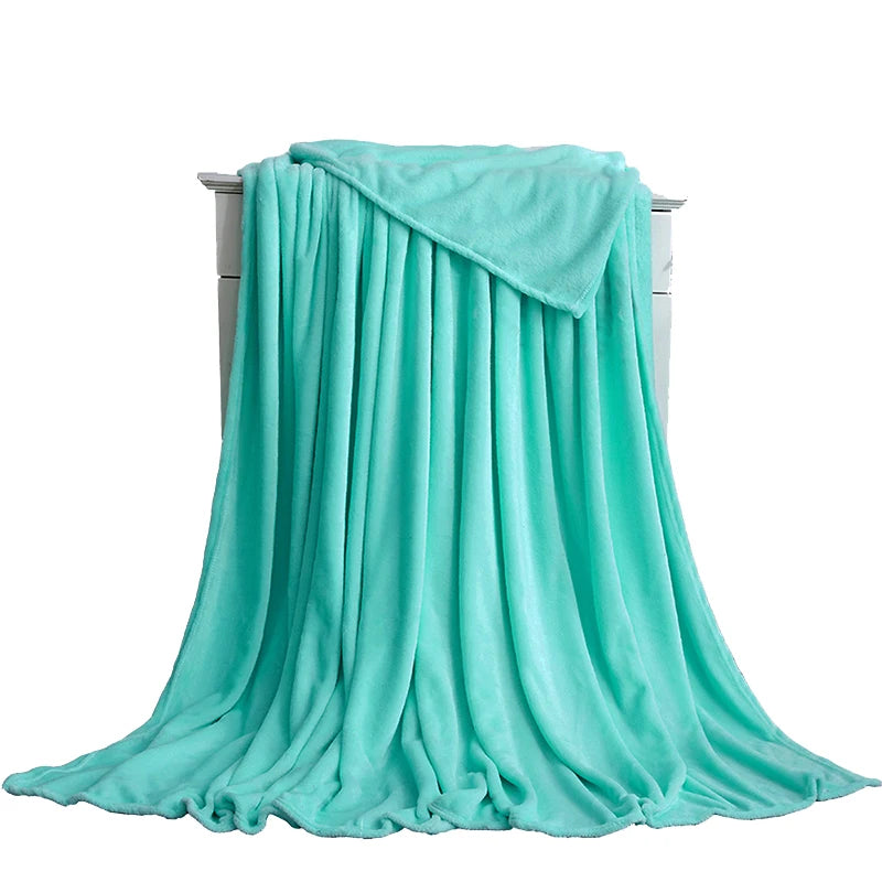 Couvertures en flanelle polaire corail 230 g/m² pour lits, couleur unie bleue rose, douce, chaude et fine, couvre-lit, housse de canapé, couverture plaid en fausse fourrure.