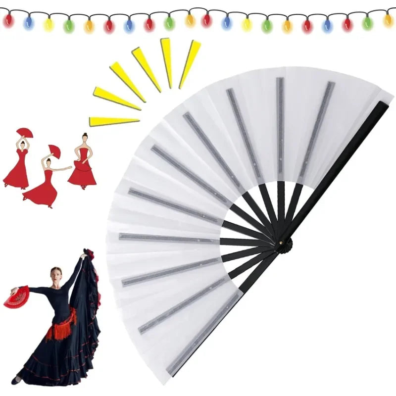 Large Rave Fan Folding Hand Fans for Line Dancing Big Clacking Clap Fans for Boots On The Ground Dance Party Decoration Festival