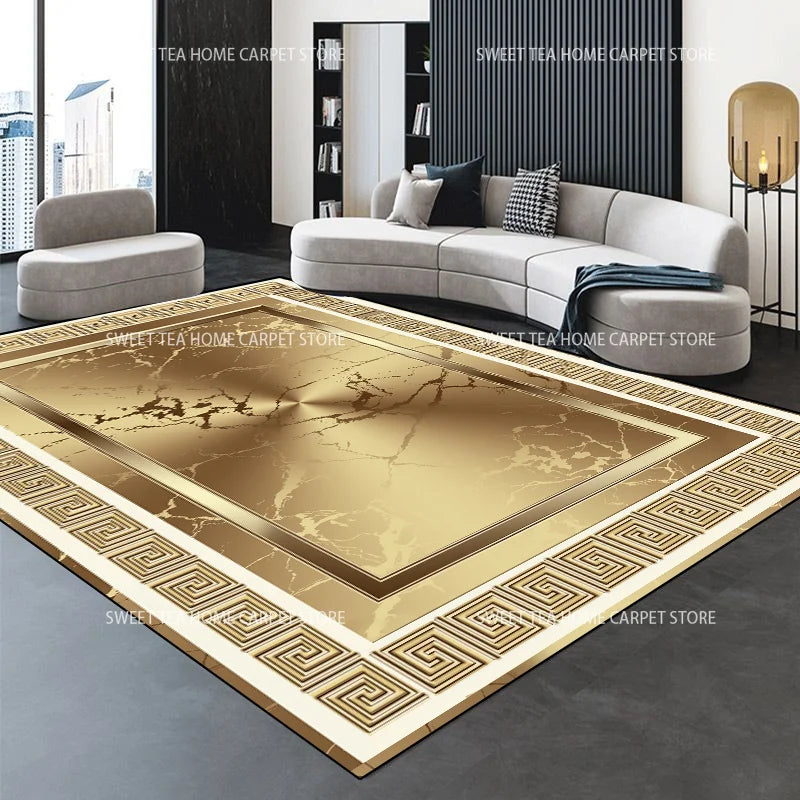Moderner goldener Luxus-Teppich, große Wohnzimmerdekoration, Heimteppiche, rutschfeste Schlafzimmermatte, anpassbare Couchtisch-Lounge-Teppiche