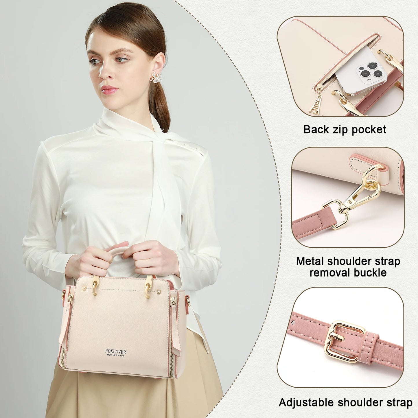 FOXER Spaltleder Damen Umhängetasche Elegante Handtasche 2026 Neue Große Damen Tragetasche Luxuriöse Designer Umhängetasche