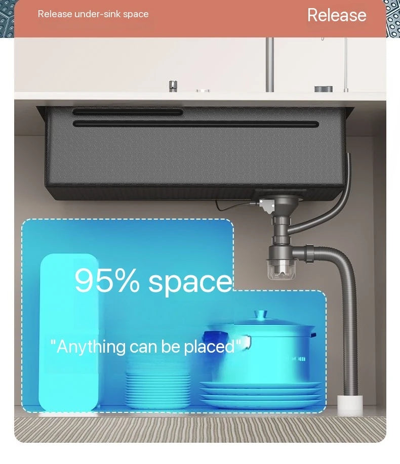 Integrierte Wasserfall-Küchenspüle Waben-Technologie Großes Digitaldisplay Edelstahl-Seifenspender Tassenspüler