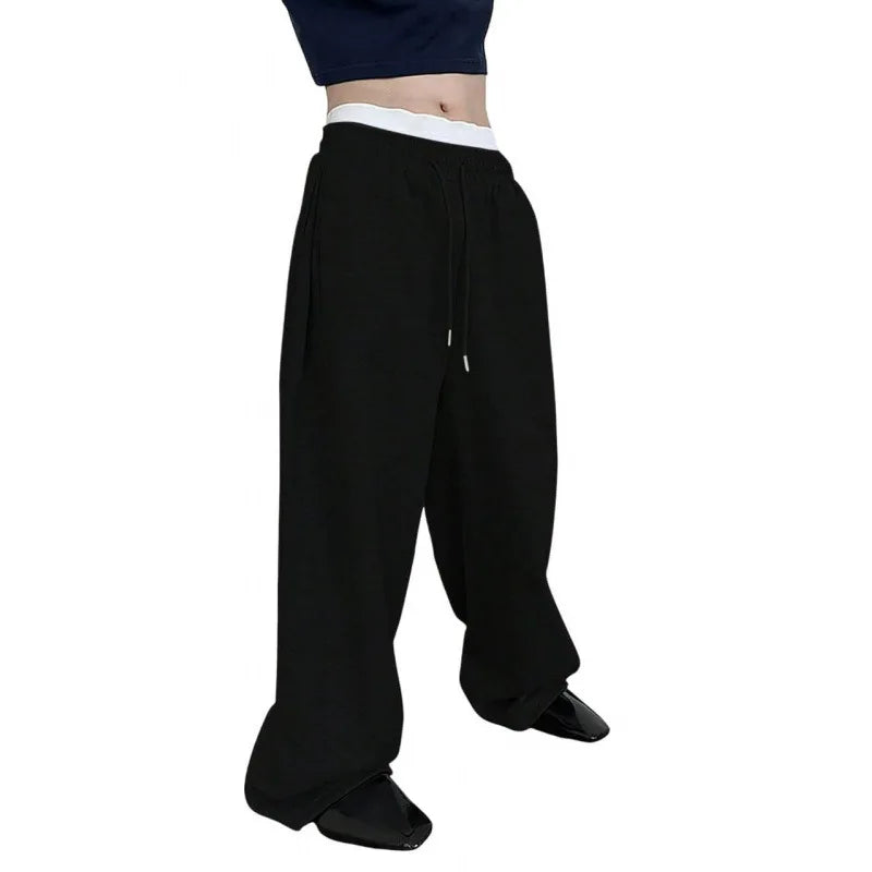 Herren Einfarbige Freizeithose 2025 Kordelzug in der Taille Gerades weites Bein Lockere Passform mit Taschen Vielseitige Sporthose