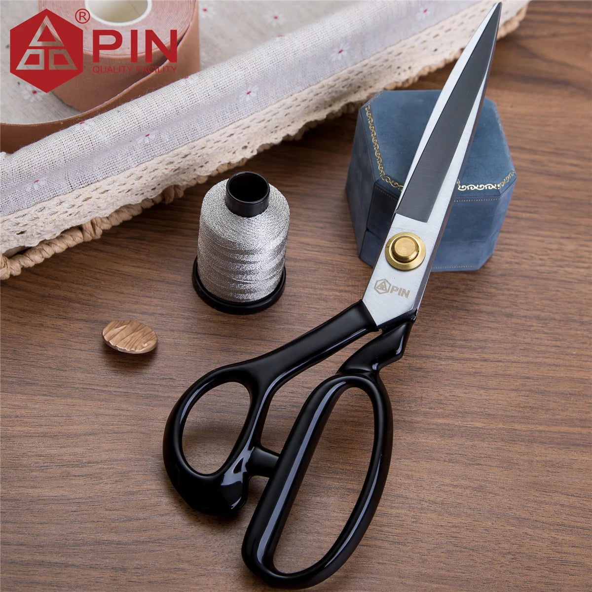 Ciseaux de tailleur pour gauchers PIN 10/12 pouces, ciseaux à tissu et cuir en acier inoxydable, ciseaux de couture ergonomiques pour gauchers
