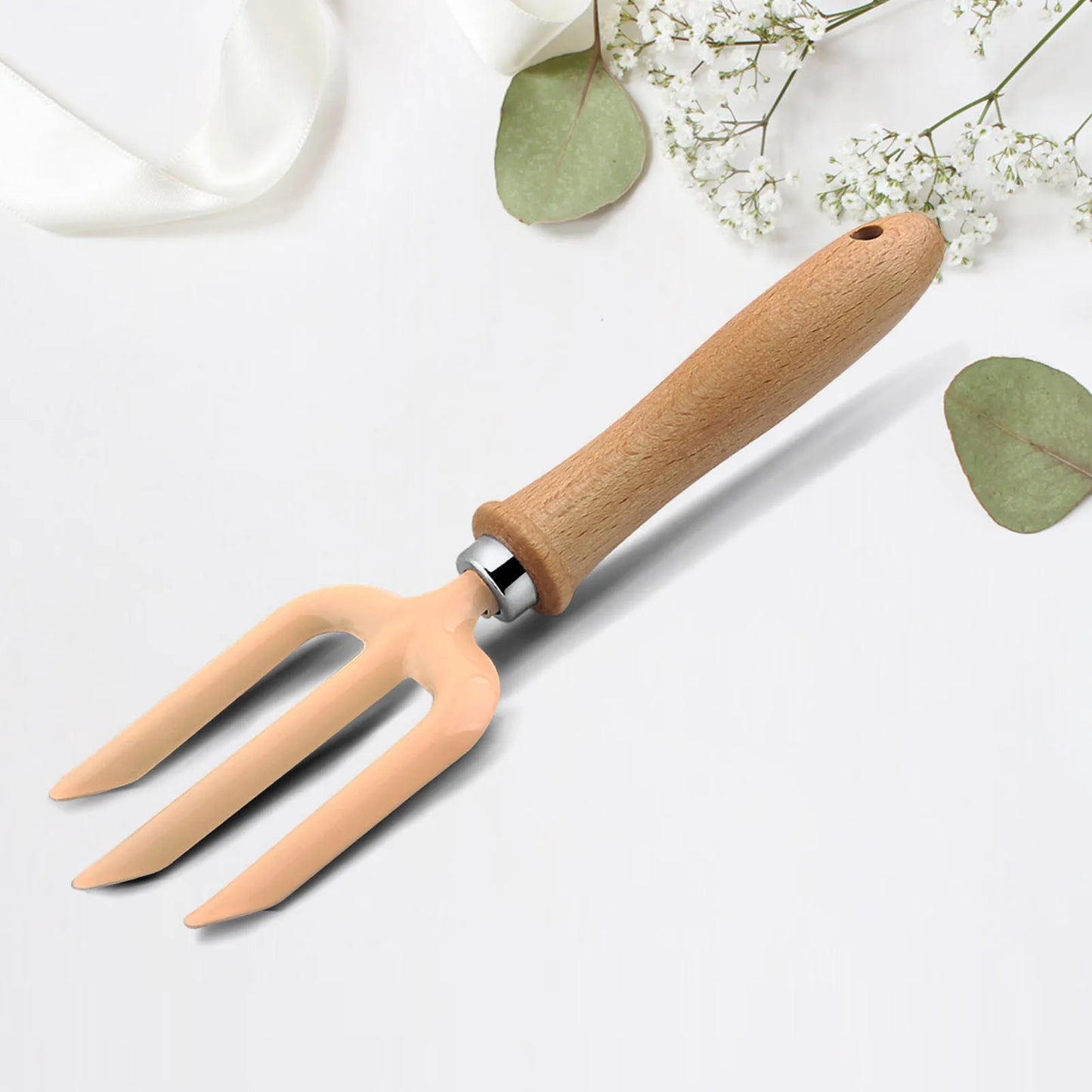 Petit kit d'outils de jardinier, coloré, sûr, avec manche en bois, pelle, râteau, fourche, ensemble de cadeaux de jardinage pour enfants et filles