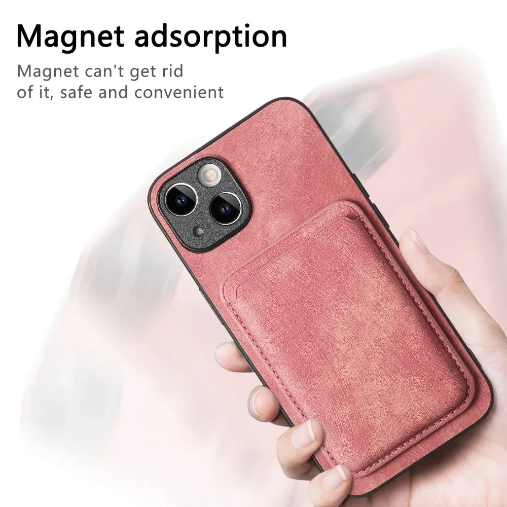 Vintage-Lederhülle mit abnehmbarem magnetischem Kartenhalter für iPhone 17 Air 16e 16 Pro Max 15 14 Plus 13 12 11