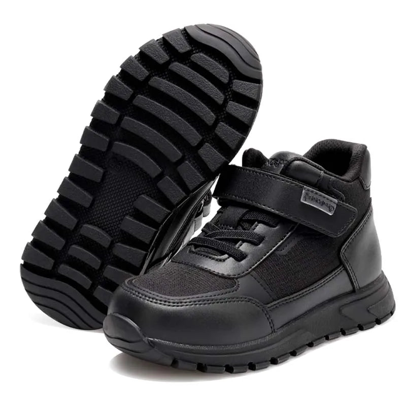 Princepard Baskets Orthopédiques Hautes Noires pour Enfants, Soutien de la Voûte Plantaire pour Pieds Plats, Chaussures Correctrices Scolaires et Décontractées