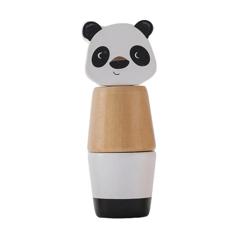 Baby Wooden Montessori Toy Develop Kid Hand-on Ability Toy Hand Bell Toy Children Animal Puzzle Classic Educational Toy Kid Gift