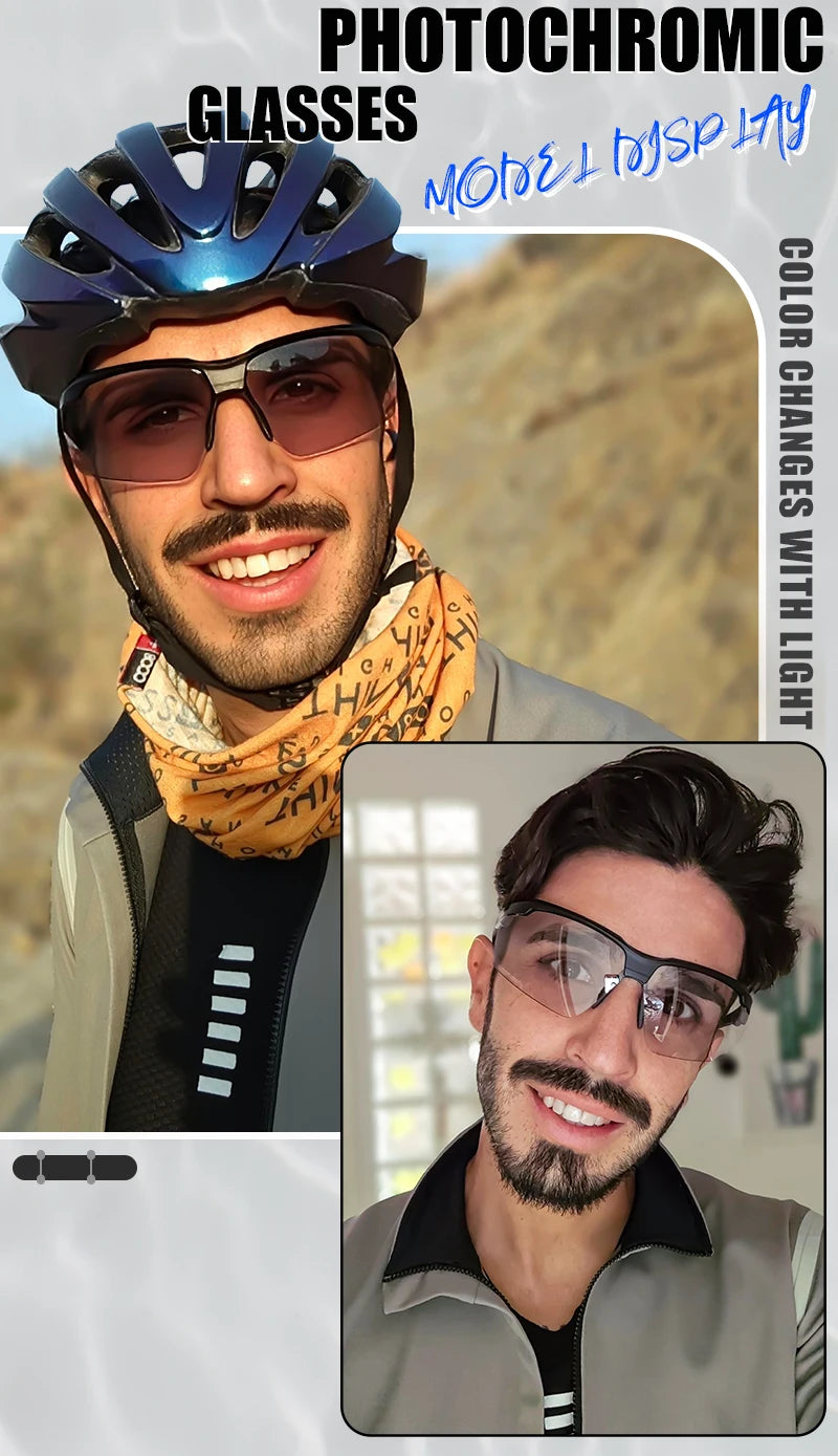 SCVCN Lunettes de soleil photochromiques Cyclisme Vélo VTT Randonnée Golf UV400 Lunettes de sport pour hommes femmes Baseball
