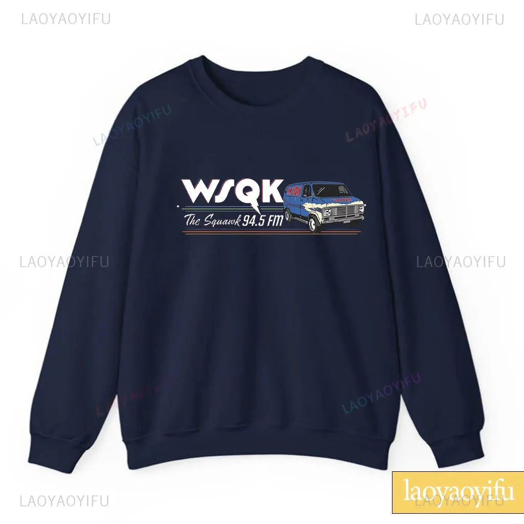 WSQK The Squawk 94.5 FM Radio Sweatshirt Wsqk Unisex Sweatshirts Vintage Sci-Fi Crewneck 80er Nostalgie Sweater Retro Shirt Geschenk