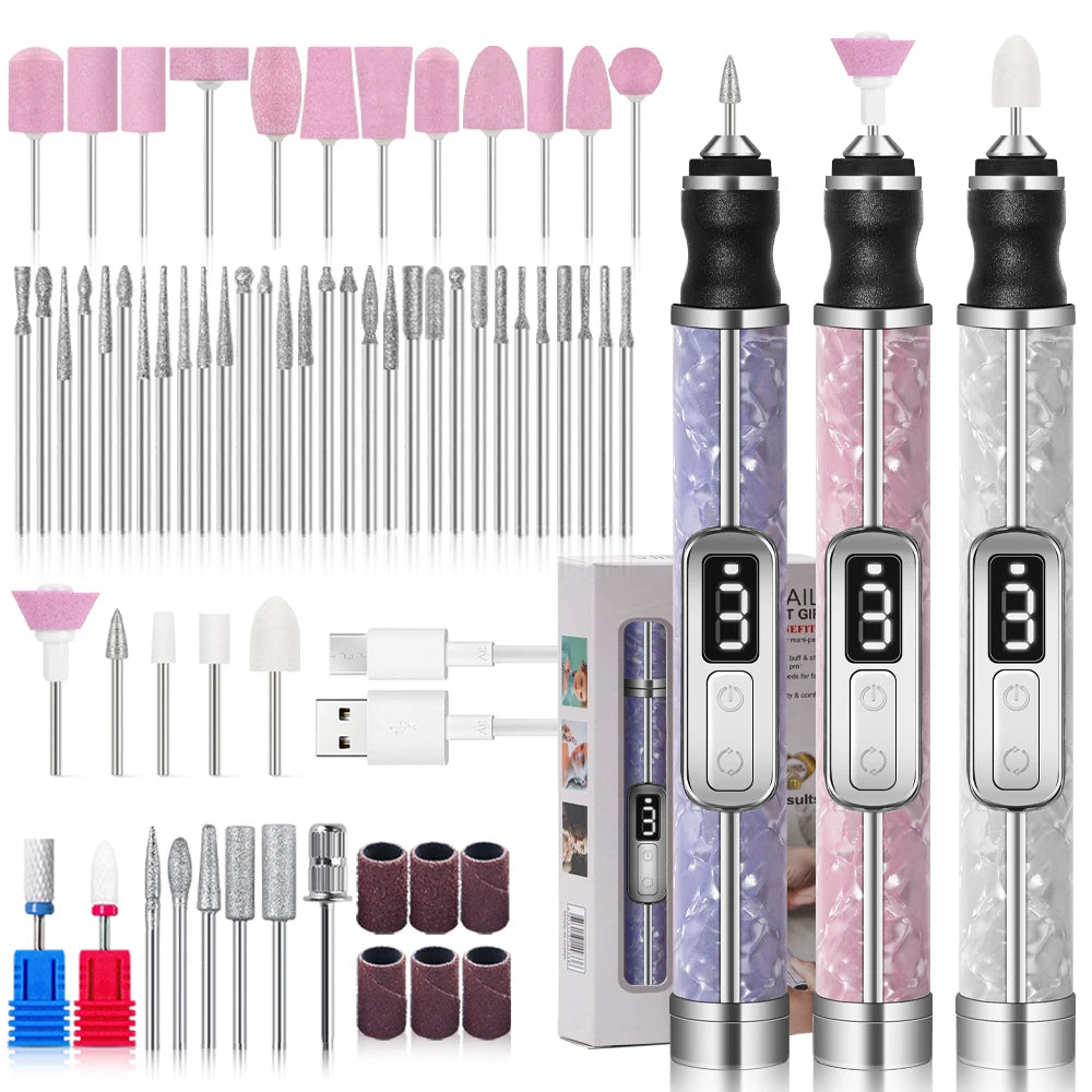 YIKOOLIN Tragbares elektrisches Nagelbohrerset, 4 Geschwindigkeiten, professionelles Maniküre-Pediküre-Set für Nagelsalons, Peeling und Polieren