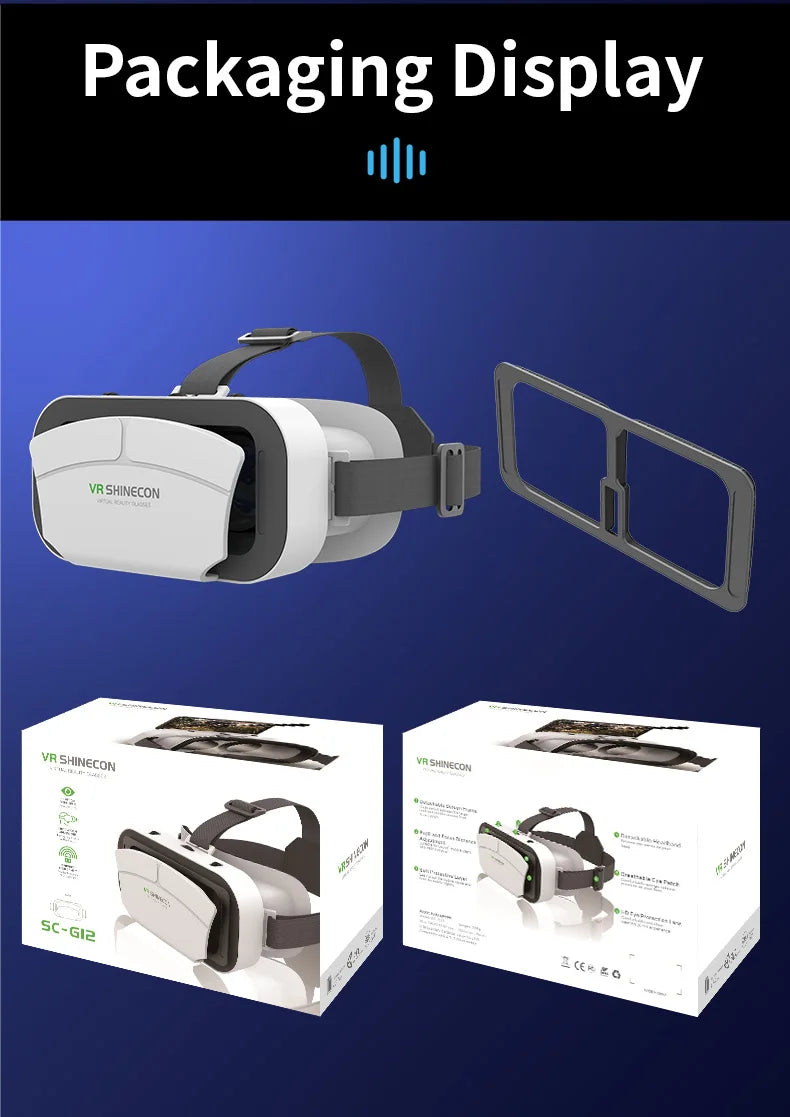 Shinecon Viar Virtual Reality VR Glasses Headset 3D Device Helmet Goggles Lenses For Smartphone Smart Phone Game Cell Mobile Set