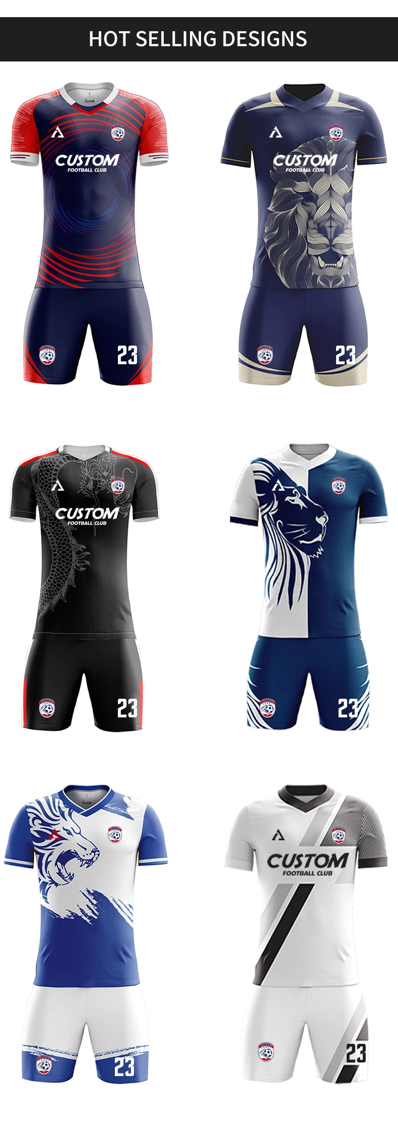 Maillot de football personnalisé par sublimation, uniforme de football en polyester, uniforme de football pour club, maillot de football respirant pour hommes