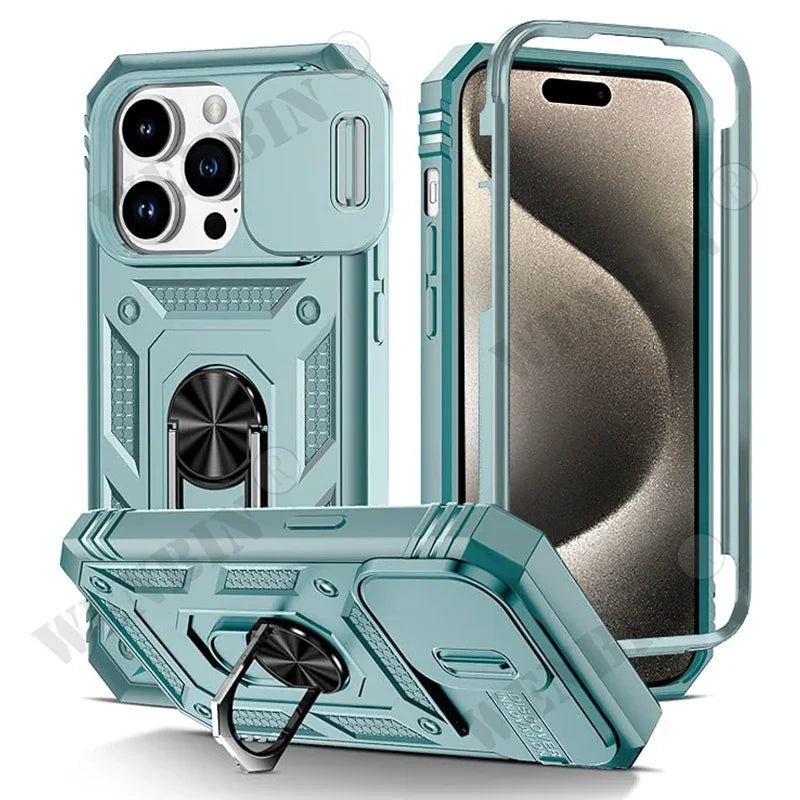Étui robuste avec support rotatif à 360° pour iPhone 17, 16, 16e, 15, 14, 13, 12, 11 Pro Max Plus Mini, XS, XR, 8 Plus, 8, 7 SE