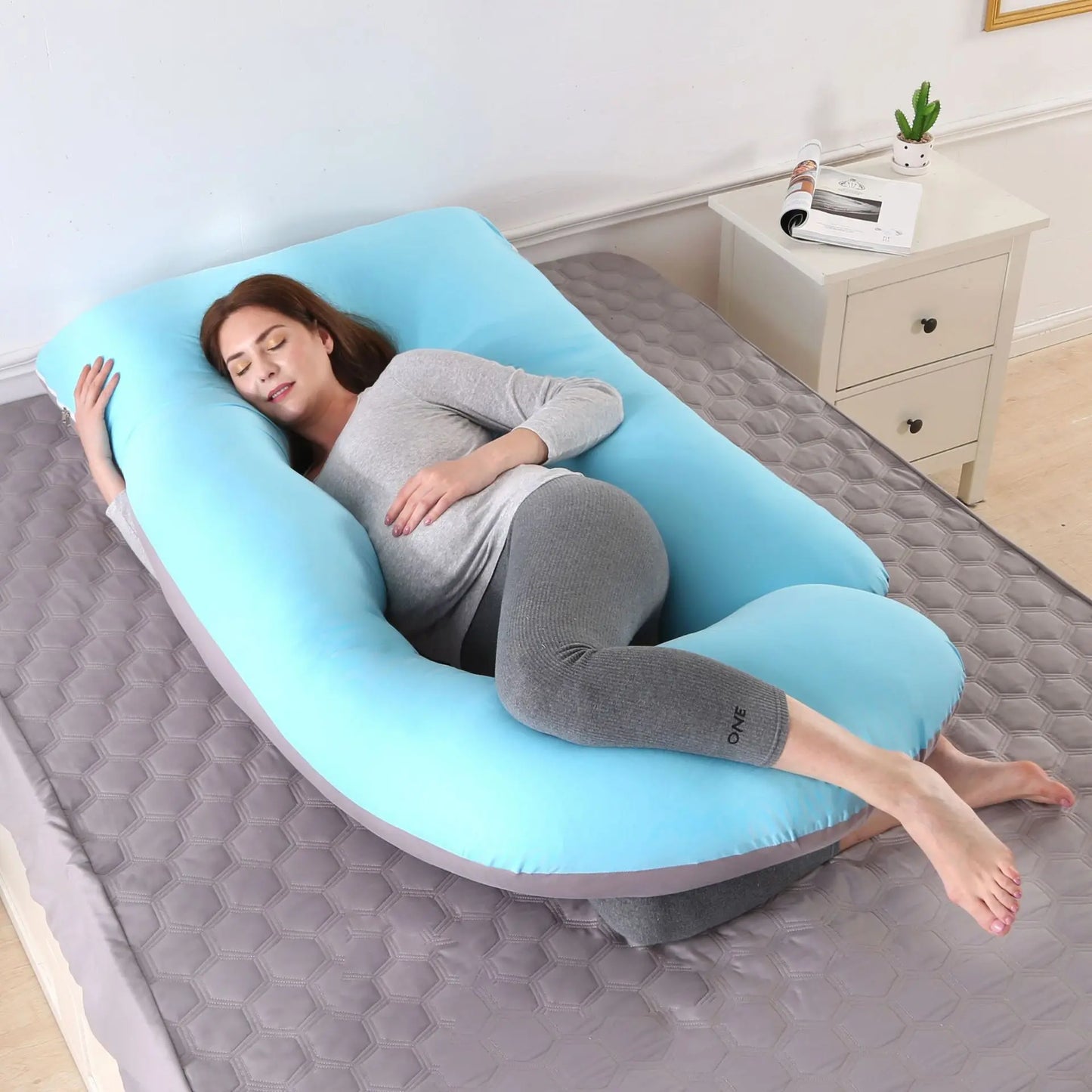 60-inch Full Body Pillow, Maternity Pillow, Maternity Full Body PillowwithPillowcase,Full Body Pillow with Back, Leg.(135X75X60）