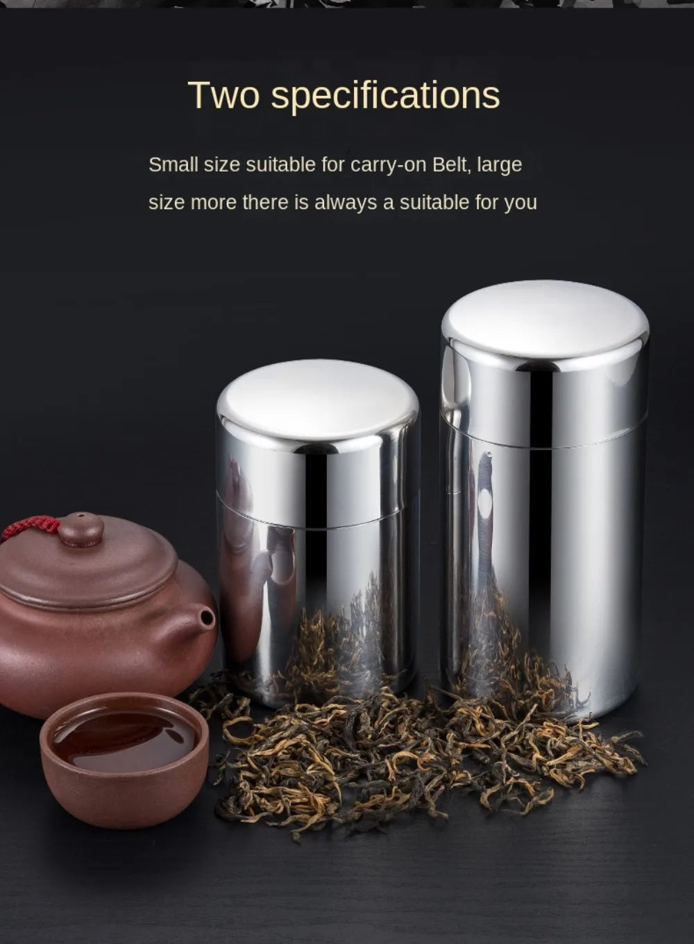 Hiqh Quality Stainless Steel Tea Tin 400ml/550ml Moisture-proof Tea Jar Large Capacity Sealed Tea Can for Home&Travel