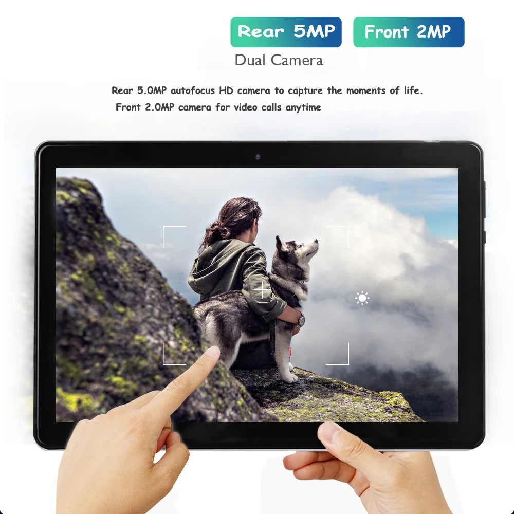 10.1-inch Octa Core Tablets 4GB+64GB ROM Google Play Dual SIM Phone Call, WiFi, Bluetooth, 6000mAh Battery, with Protective case
