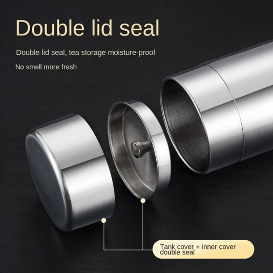 Hiqh Quality Stainless Steel Tea Tin 400ml/550ml Moisture-proof Tea Jar Large Capacity Sealed Tea Can for Home&Travel