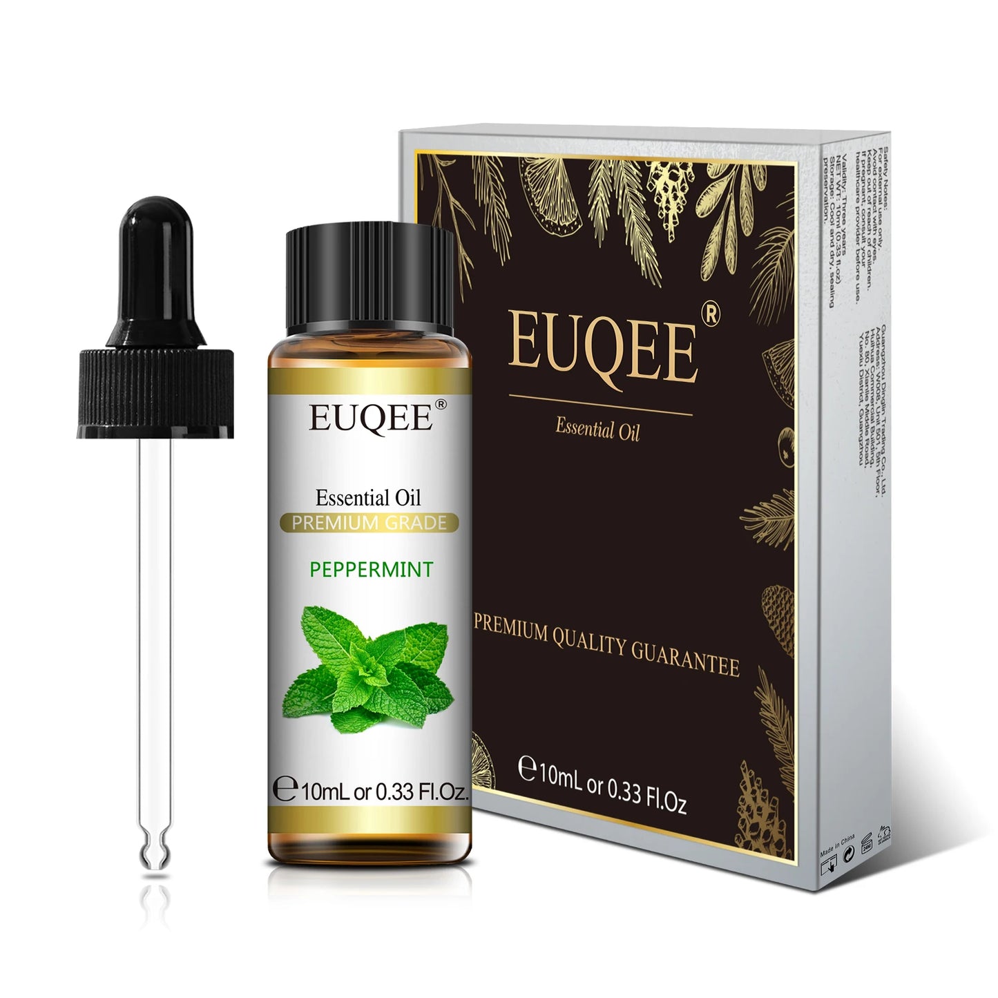 EUQEE Huile essentielle pure de 10 ml avec compte-gouttes Bergamote Rose Cannelle Lavande Jasmin Eucalyptus Vanille Set d'huiles essentielles aromatiques