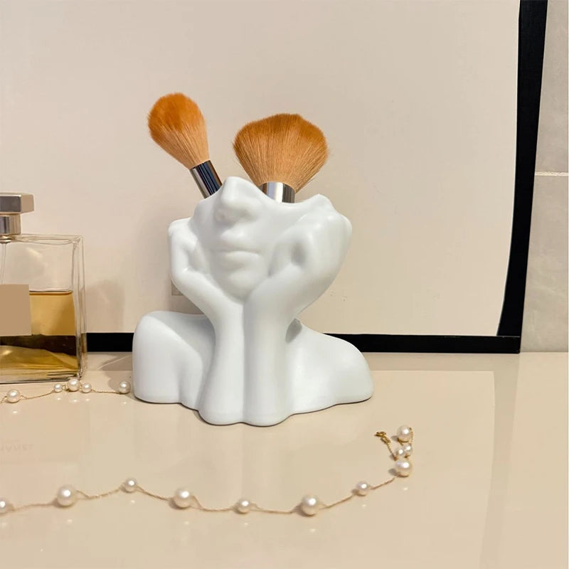 Multi-Functional Desk Organizer Creative Human Body Art Vase Makeup Brush And Pen Holder Statue Ornament Home Office Decor