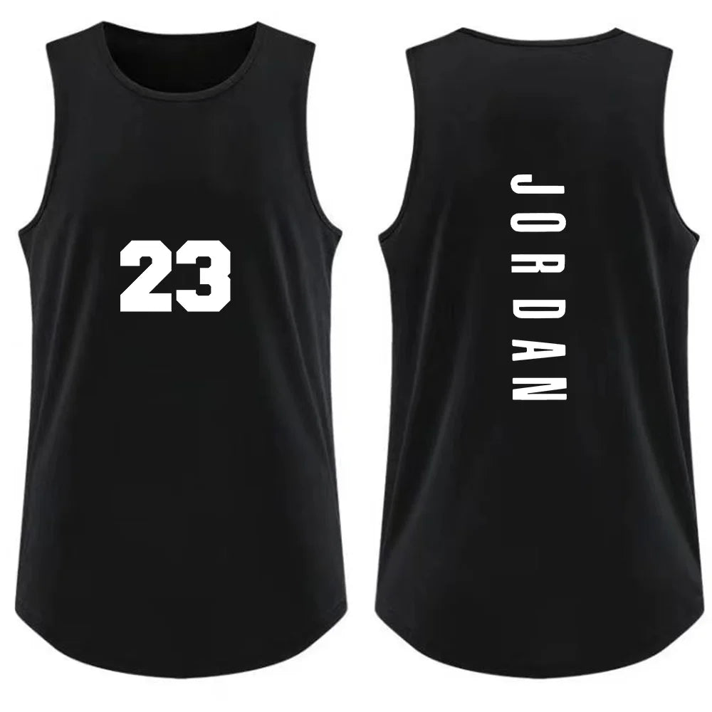 Débardeur homme mode T-shirt de sport homme décontracté respirant sans manches Chemise d'extérieur de basket-ball Gilet de sport Été Street T-shirt ample