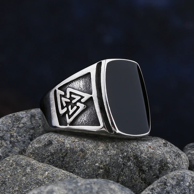 Simple Mode Edelstahl mit schwarzem Achatstein Ringe für Herren Damen Hochwertiger Hochzeitsschmuck Geschenke Dropshipping