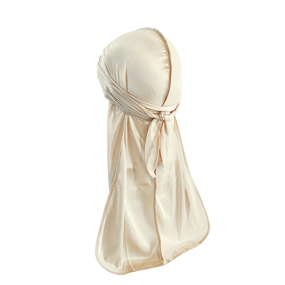 1-4Pcs New Silk Plus (High-Density) Durag Bandana Turban Hat Men Breathable Long Tail Doo Rag for men Durags Pirate Hat Headband