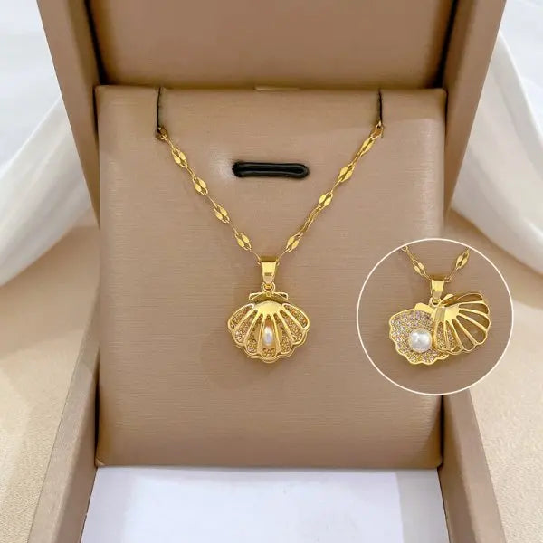 Exquisite Mikro-Inlaid Zirkon Schmetterlings-Quasten-Halskette für Damen Edelstahl Mond Schmetterling Blume Schlüsselbein-Choker-Schmuck