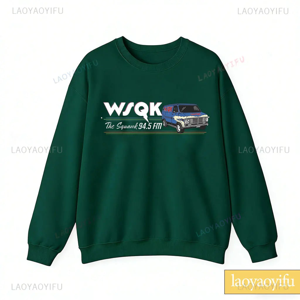 WSQK The Squawk 94.5 FM Radio Sweatshirt Wsqk Unisex Sweatshirts Vintage Sci-Fi Crewneck 80er Nostalgie Sweater Retro Shirt Geschenk