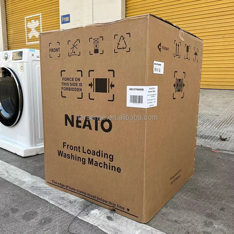 Household Large Capacity Intelligent 12kg Variable Frequency Full Automatic Front Load Washing Machine with Hot Dry 2 in 1