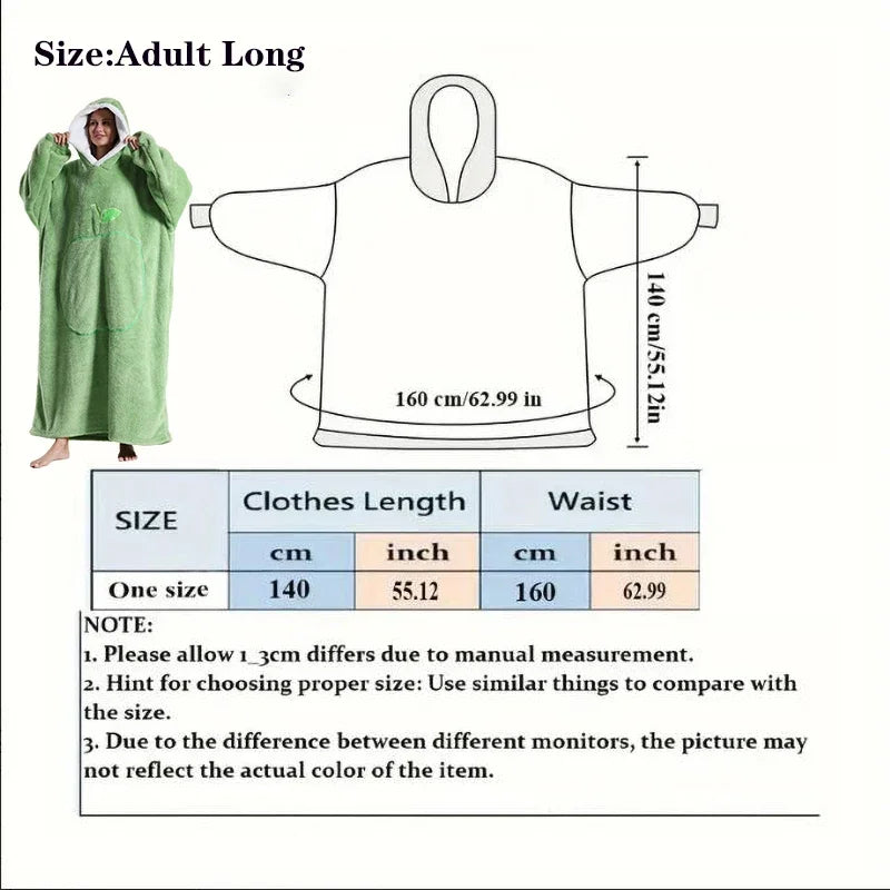 Couvertures Portables Extra Longues Hiver Flanelle Couverture à Capuche avec Manches Longues Hommes Femmes Couverture Douce et Confortable pour Adultes