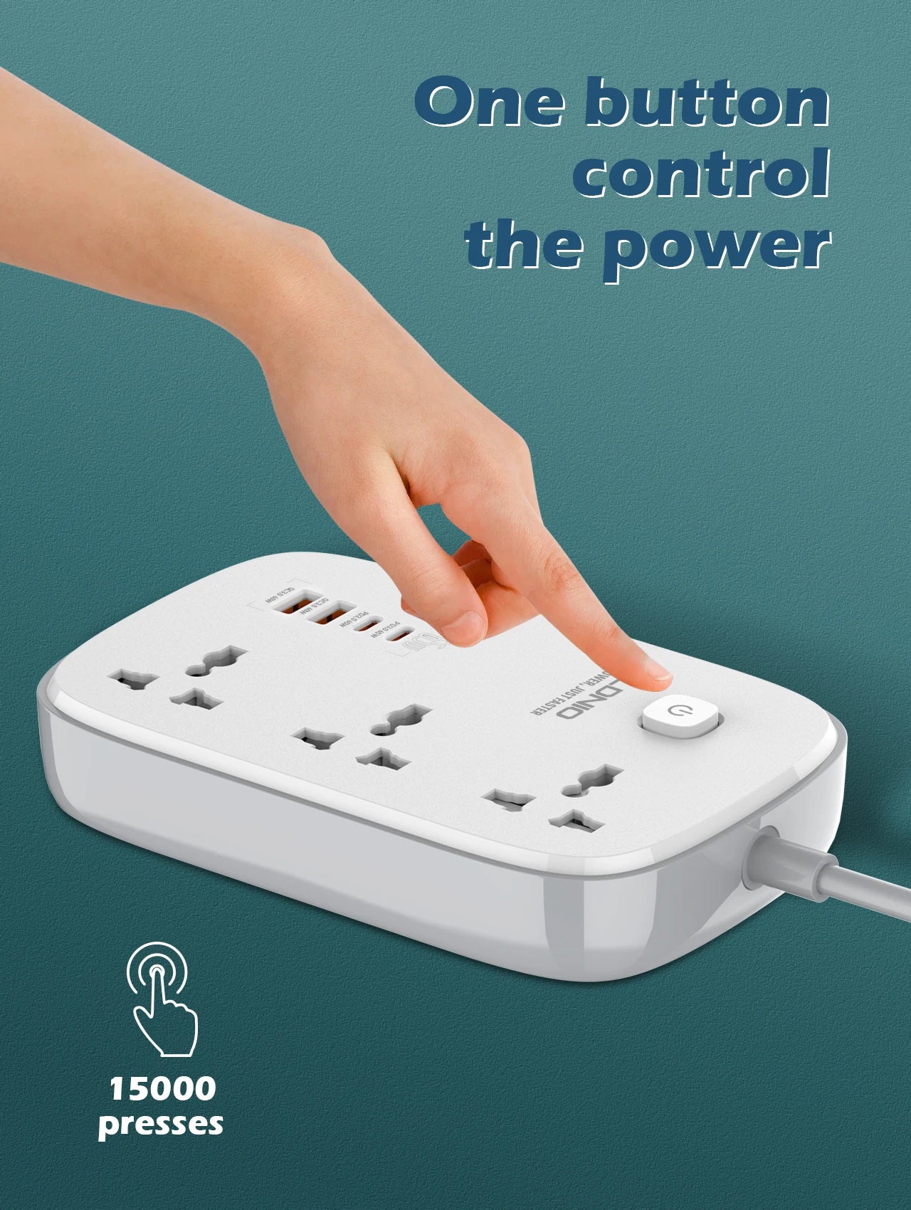 LDNIO 65W Steckdosenleiste mit 3 Universalsteckdosen 4 USB-Anschlüssen, Steckdose mit 2M dickem Verlängerungskabel Überspannungsschutz SC3416