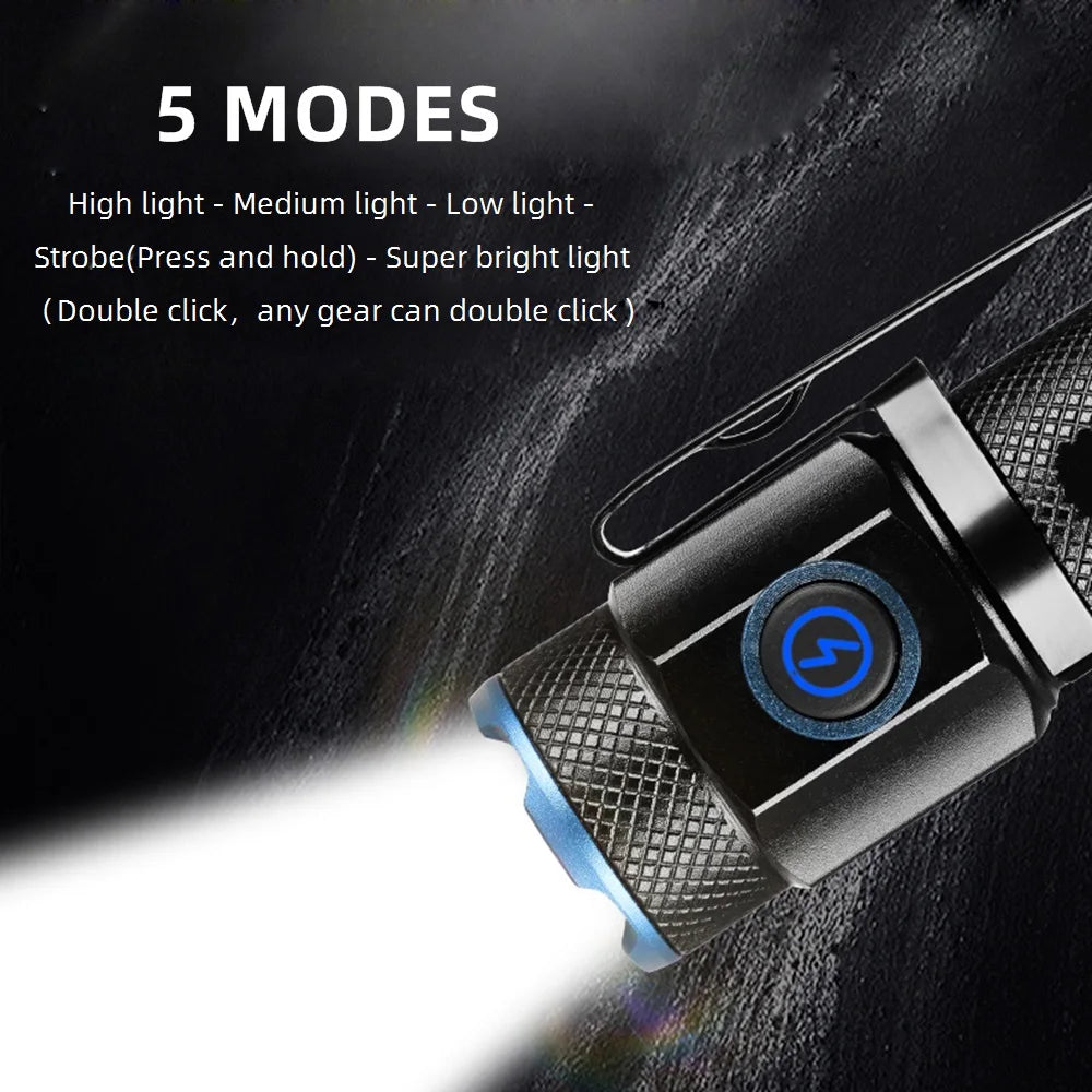 Mini Flashlight High power LED Palm Light Usb Rechargeable Pocket Outdoor Hiking Travel Home Magnet Work lamp Gift Small Torch