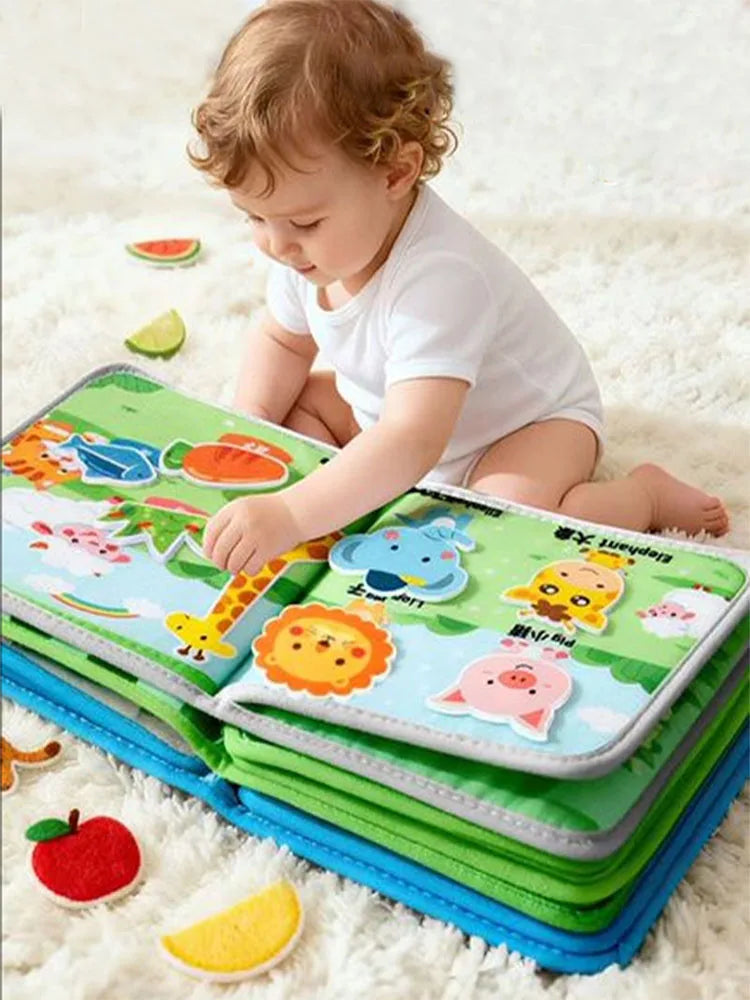 Jouets Montessori Histoire d'Animaux de la Ferme Livre en Tissu d'Activités Jouets d'Apprentissage Préscolaire Motricité Fine Livre en Feutre d'Éducation Précoce pour les Tout-petits