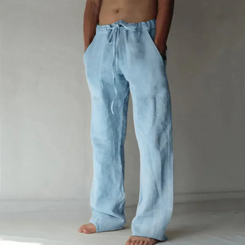 ropa hombre baggy pants Pantalon décontracté en coton et lin pour hommes, respirant, ample, Streetwear, Jogging, Automne, Été