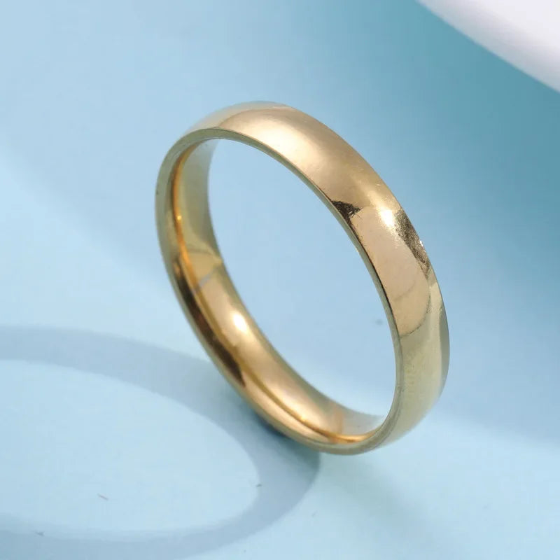 Bague de couple classique en acier inoxydable courbé de 4 mm, breloque, bagues en acier titane pour hommes et femmes, meilleur cadeau de fête, bijoux