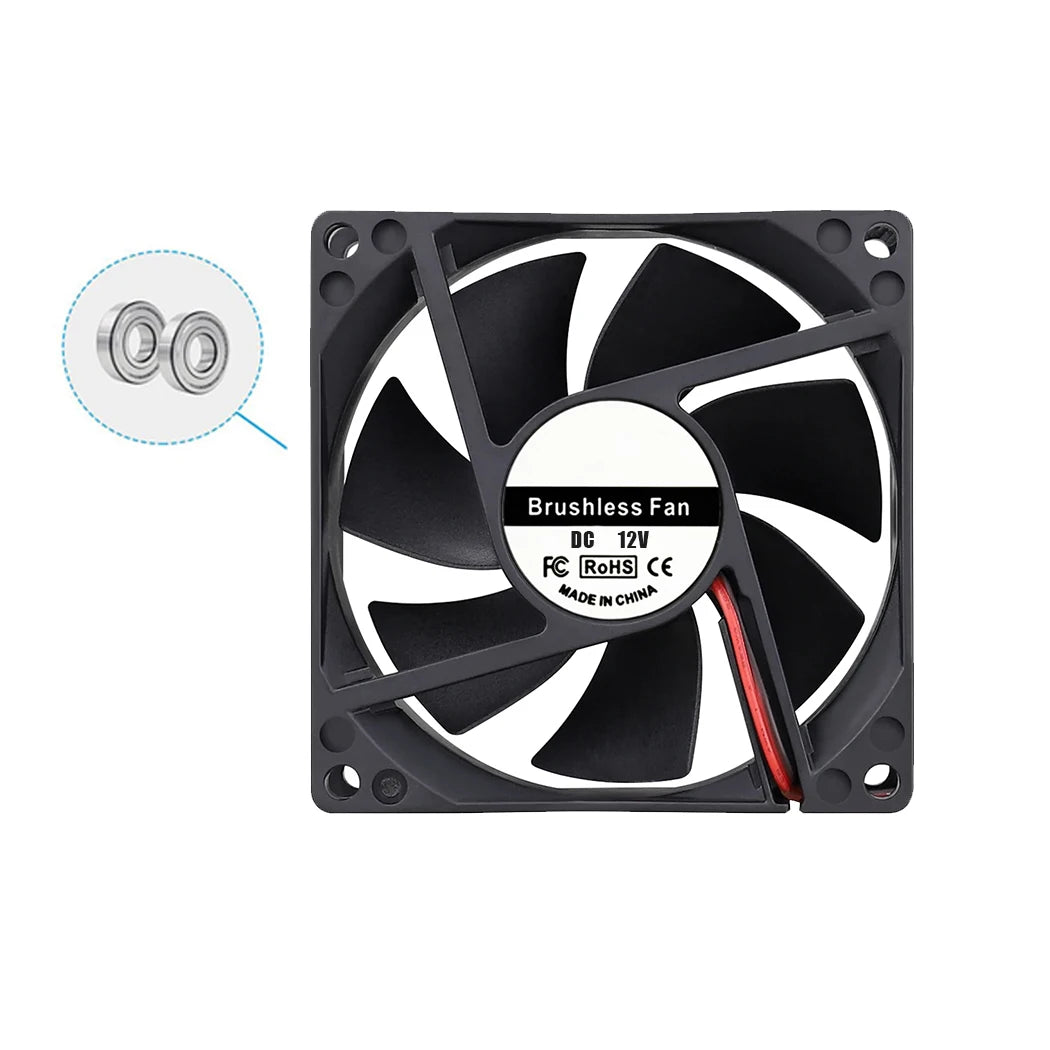 Ventilateur 8025 DC 12V 24V 80mm x 80mm x 25mm double roulement à billes Ventilateur de refroidissement sans balais de remplacement pour ventilateur 80mm 25mm à roulement à billes