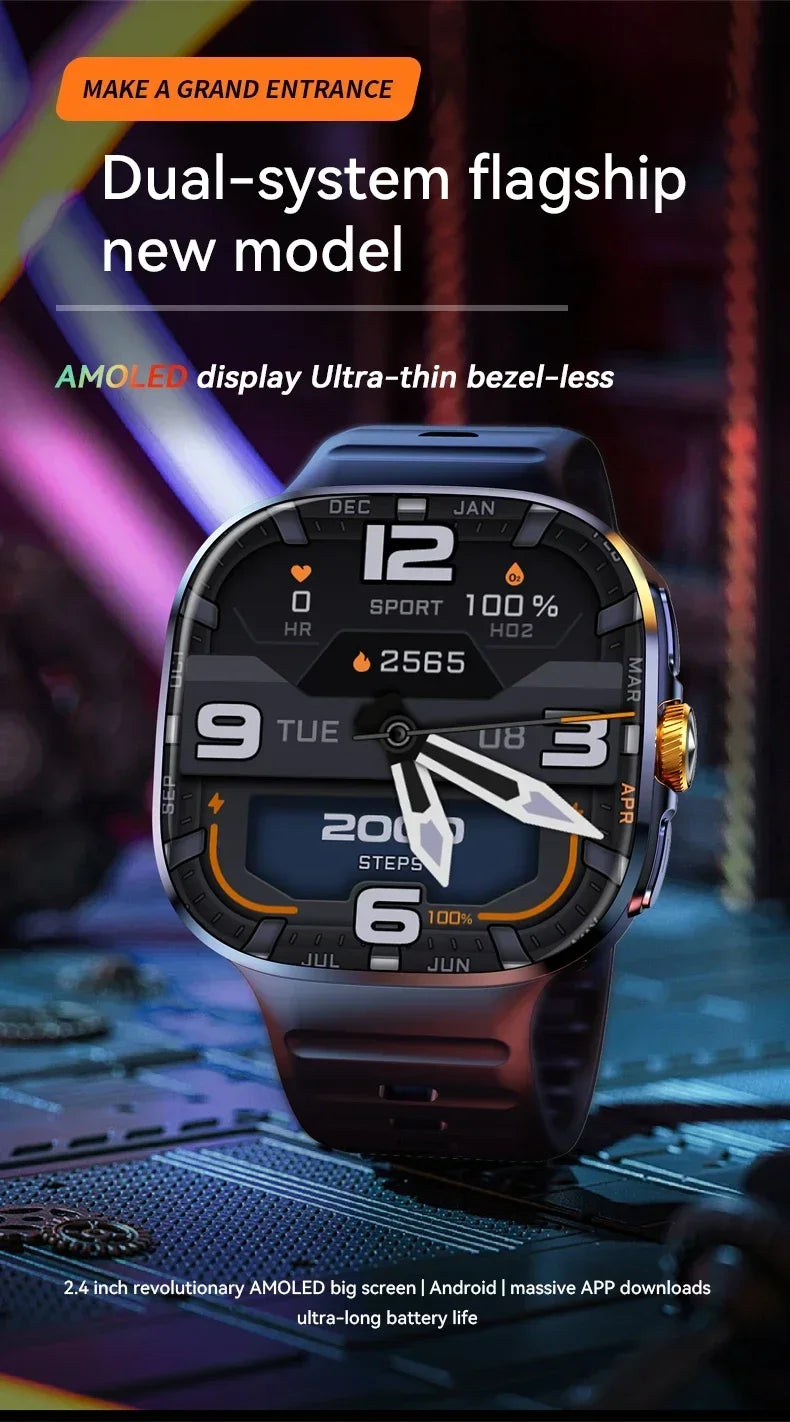 M99 5G Smartwatch: 2,4" AMOLED-Bildschirm, drehbare Kamera, SIM- und WLAN-Unterstützung für eigenständige Anrufe und soziale Medien.