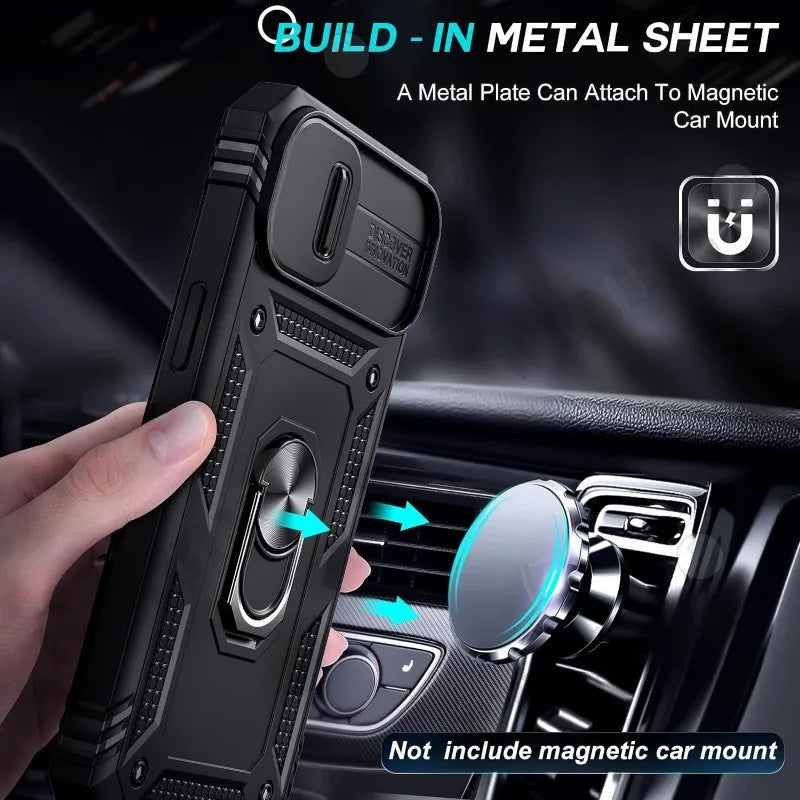 Étui robuste avec support rotatif à 360° pour iPhone 17, 16, 16e, 15, 14, 13, 12, 11 Pro Max Plus Mini, XS, XR, 8 Plus, 8, 7 SE