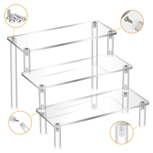1pcs Multi-Layer Acrylic Display Stand Cake Display Rack High Transparent Trapezoidal Storage Shelf Perfect for Dessert Cupcake