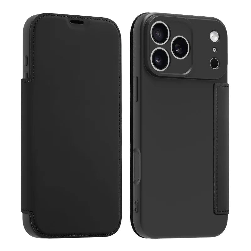 Luxury Leather Original Liquid Silicone Flip Wallet Card Case For iPhone 17 16 15 14 11 12 13 Pro Max Air XS 8 7 Plus Soft Cover