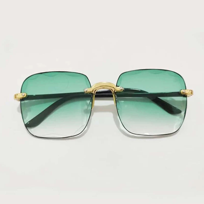 Randlose Damen-Sonnenbrille, modische Verlaufsgläser, Damensonnenbrille, Vintage-PC-Bügel, klassische Designer-Sonnenbrille für Herren