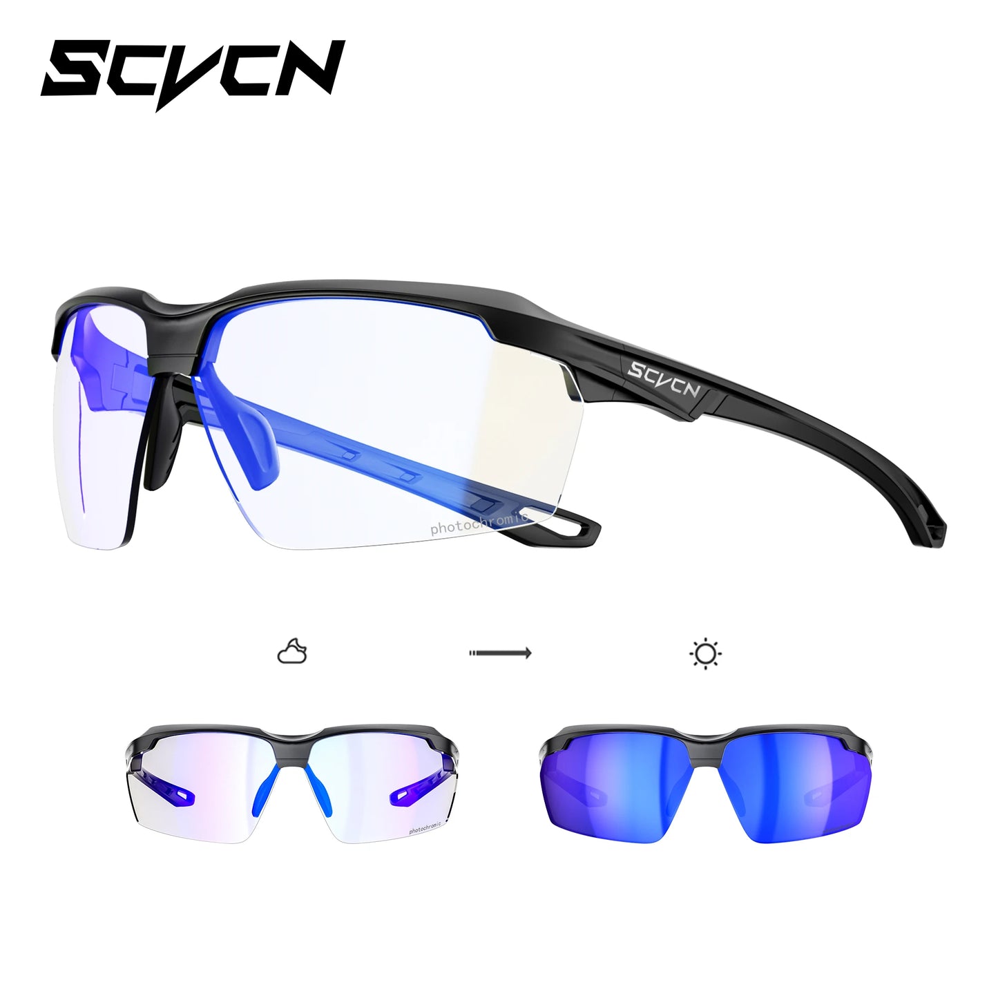 SCVCN Lunettes de soleil photochromiques Cyclisme Vélo VTT Randonnée Golf UV400 Lunettes de sport pour hommes femmes Baseball