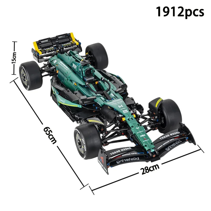 MK6022 1912PCS 1:8 New Technic Martin Aramco AMR25 Building Blocks MOC F1 Car DIY Assembly Model Set Toys Gifts for Boys Kids