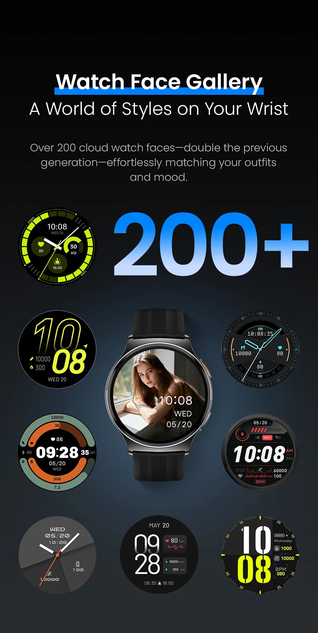 HAYLOU Solar Lite 2 Smartwatch 1,43 Zoll AMOLED-Display 24h Gesundheitsüberwachung 150+ Sportmodi Sprachanrufe Smartwatch 1ATM