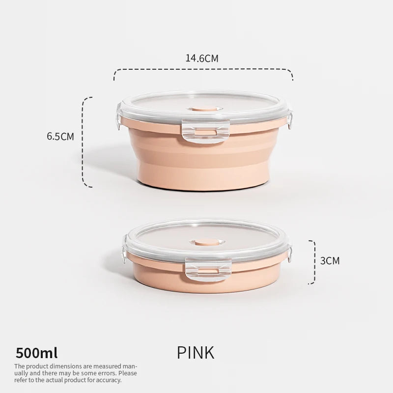 Boîtes de Conservation Alimentaire Pliables Boîte à Repas en Silicone avec Couvercle Bols Alimentaires Boîte à Repas Empilable pour Cuisine et Congélateur