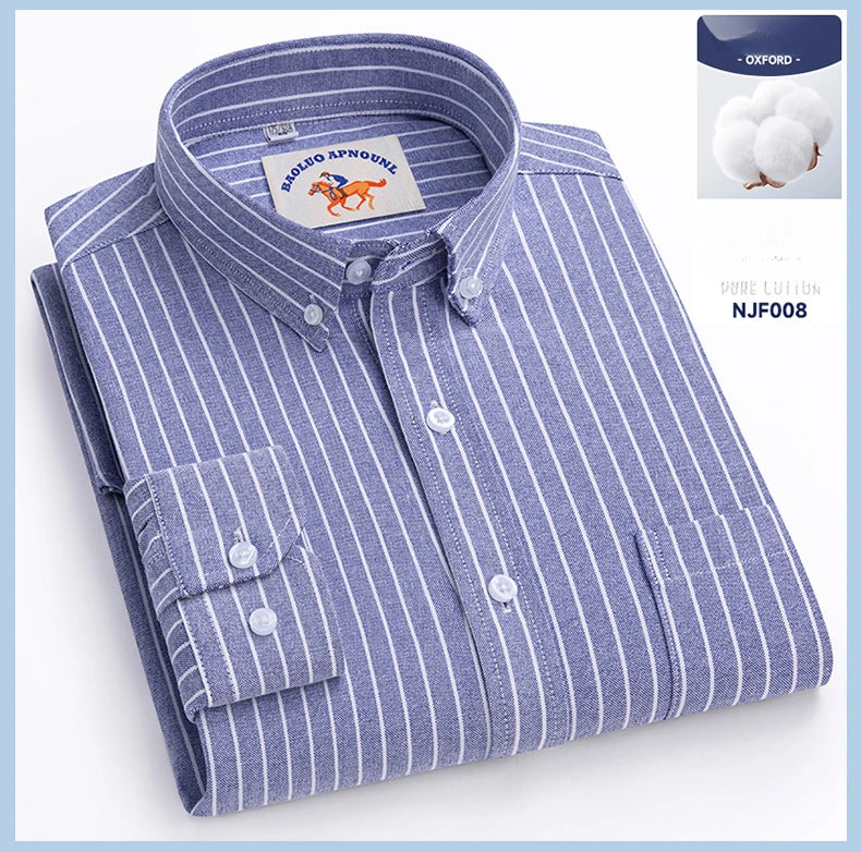 Chemises Oxford à manches longues en 100 % coton pour homme, grandes tailles 8XL, coupe ajustée, unies ou rayées, pour le bureau, couleur blanche, tenues professionnelles