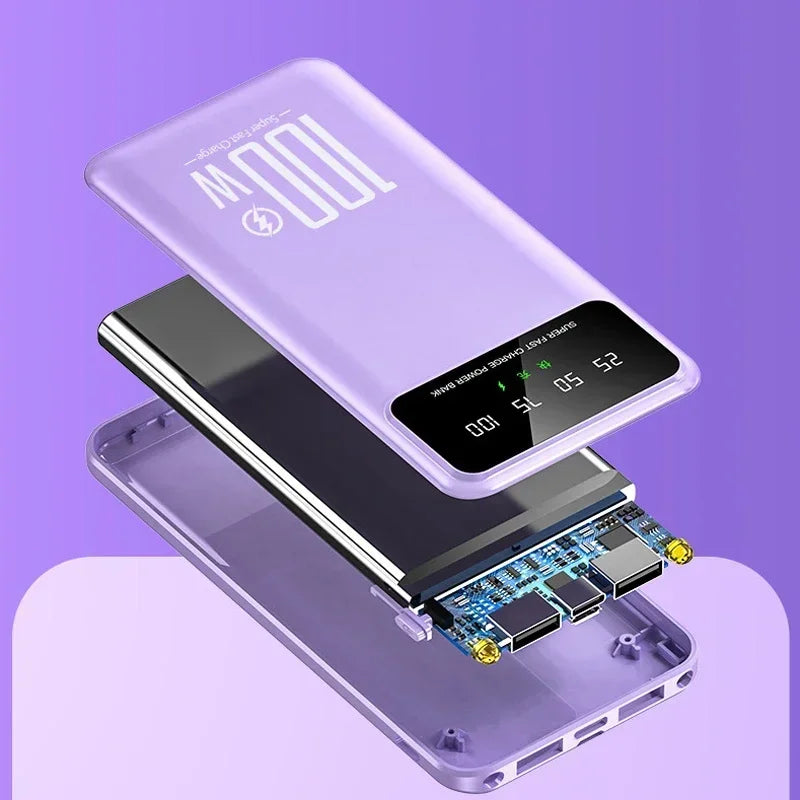 100W Superschnelles Laden Tragbares externes Akkuladegerät für iPhone 15 14 13 Samsung Huawei Xiaomi Powerbank 20000mAh