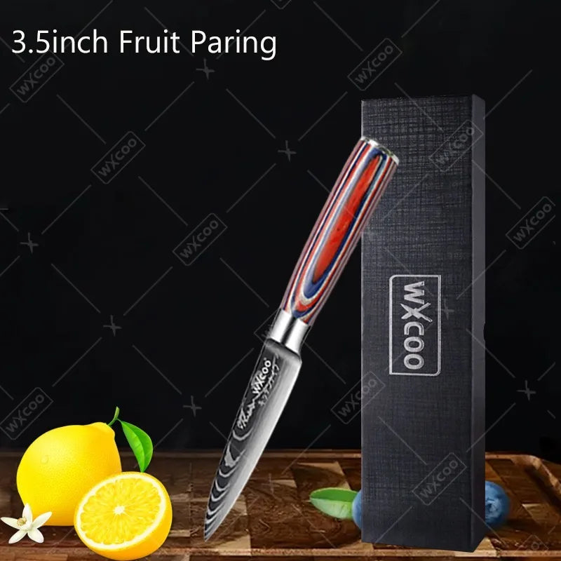 Professional Kitchen Chef's Knife Damascus Japanese Santoku Slicing Knife Meat Cleaver Stainless Steel Butcher Knife with Box