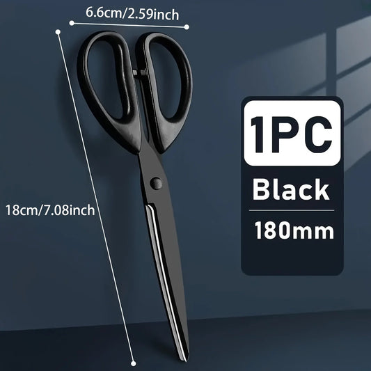 1pc Large Thickened Black Edge Scissors, Blackening Anti-rust Craft, With Non-stick Coating, Widely Suitable For Daily Home